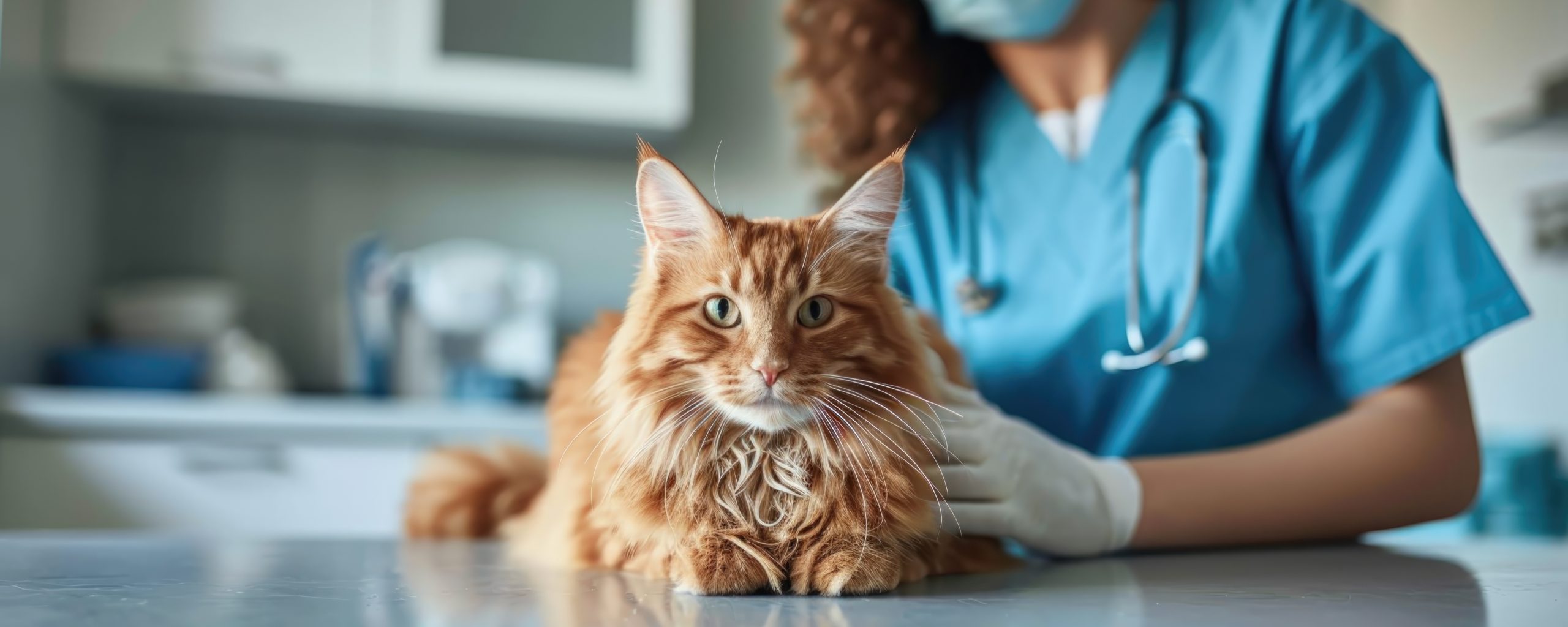 Healthy cat at the vet in Austin TX
